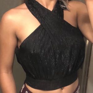 Bebe black glittery Crop top